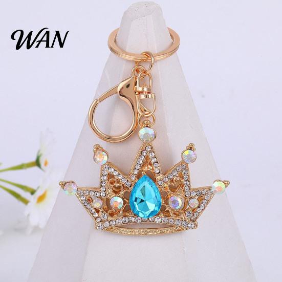 Rhinestone Keychain Pendant Sparkling Rhinestones Inlaid Crown Design Key Durable Metal Holder with Lobster Clasp Lightweight Car Bag Decoration Ring