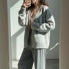 Women S V Neck Long Sleeve Buttoned Knit Cardigan Lazy Casual Loose Sweater