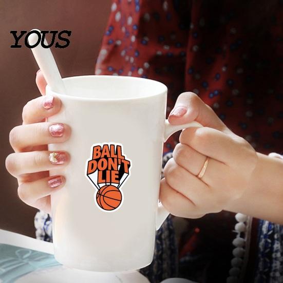 Trendy Sports Gifts 50Pcs Basketball Graffiti Stickers, Cool Cartoon Sport Themed Stationery Storage Box Decor Waterproof Decals for Skateboard,