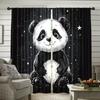 2 Pcs Cute panda print curtains,suitable for bedroom,living room kitchen decoration,home decoration,window decoration