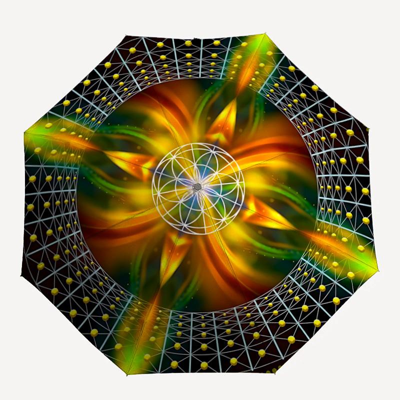1pc Sacred Geometry Mandala Folding Umbrella | Elegant Design, Fashionable Accessory, Durable Construction, Sturdy Ribs yy251107130
