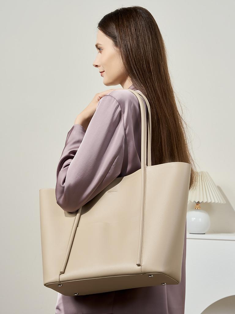 2025 Women's Genuine Leather Large Tote Handbag - Summer Cowhide Shoulder Bag for Work & Commute