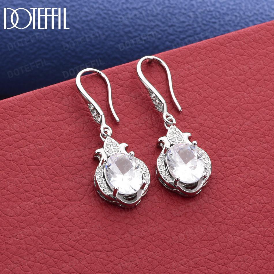 925 Sterling Silver Simple AAA Zircon Pendant Earrings - Exquisite Gift Jewelry