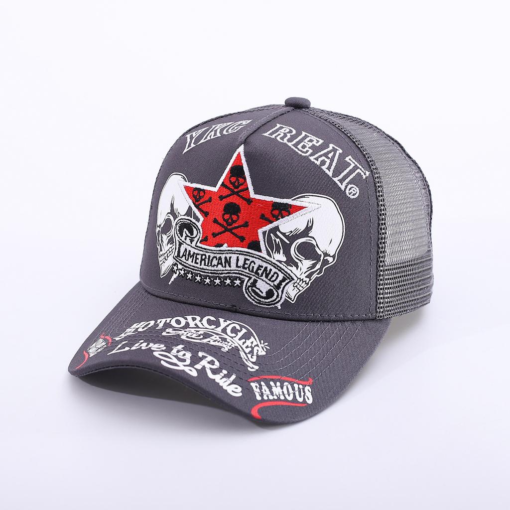 Pentagram Skull Mesh American Locomotive Cap Truck Driver Hat Breathable Baseball Cap