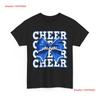 Cheer Mom Blue Bow Cheerleader Competition Game Day T Shirt Vintage Streetwear