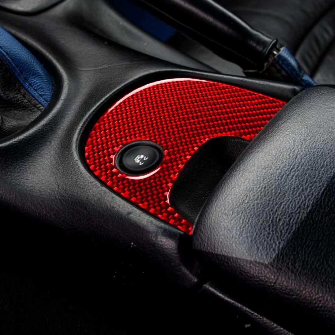 

Real Carbon Fiber Car Accessories Gear Shift Central Console with Traction Control Set Cover Trim Compatible with Chevrolet Corvette C5 1998-2004 Red Lower Central W/O Tractio
