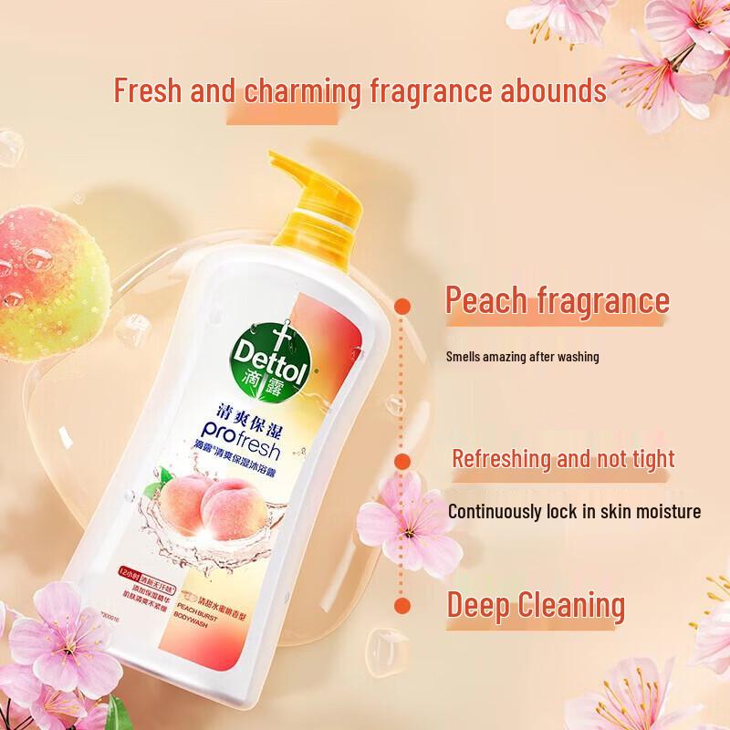 Dettol Refreshing Moisturizing Shower Gel with Sweet Peach Scent