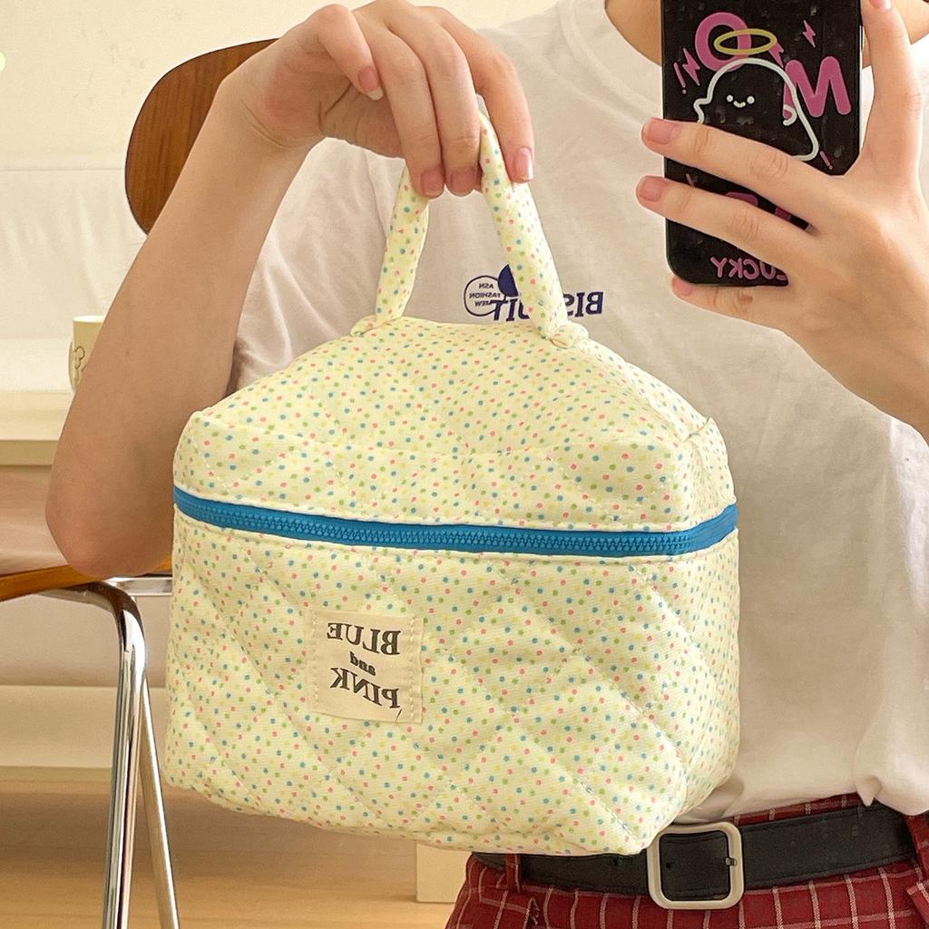 Retro Floral Women's Cosmetic Bag Makeup Case Vintage Plaid Female Travel Storage Bags Large Capacity Girls Handbag Clutch Purse