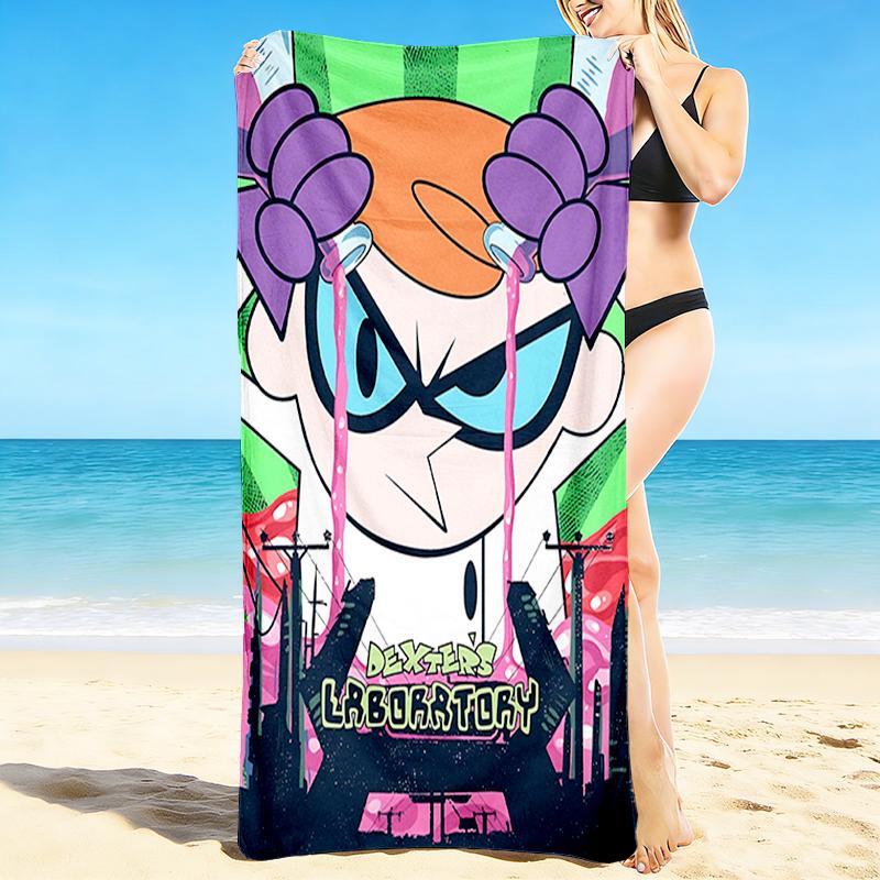 1Pc Dexter'S Laboratory Adventure Beach Towel, Quick Dry, Multi-Use for Beach Pool Gym Yoga Home Travel, Christmas, Halloween, Xmas Gift M929247