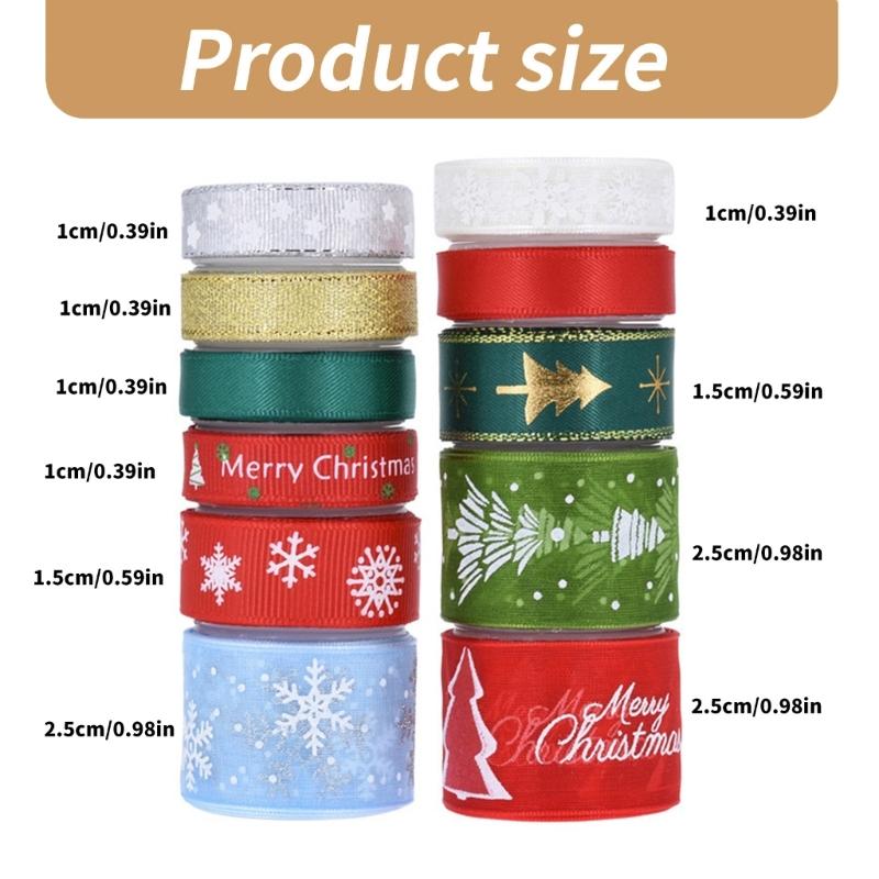 Pack of 11Polyester Ribbons for Christmas Present and Wedding Decorations Stylish Flower Bouquet Wrapping Silk Ribbons