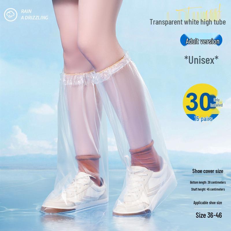 Waterproof Non-Slip Transparent Rain Shoe Covers - Thickened, Durable, Mid-High Tube for Outdoor Use