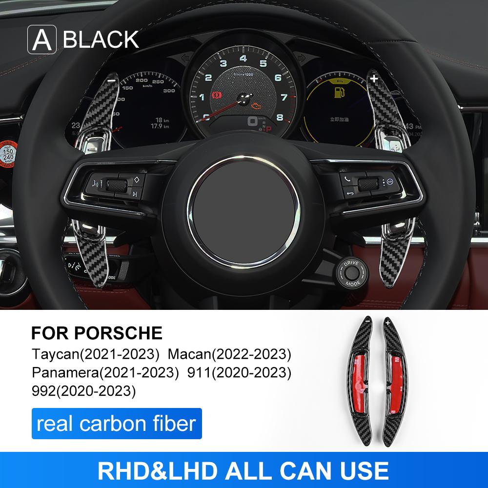 

Carbon Fiber Steering Wheel Shift Paddles Shifter Gear Plate For Porsche Taycan Panamera Macan 911 992 Interior Trim DSG Extend чёрный