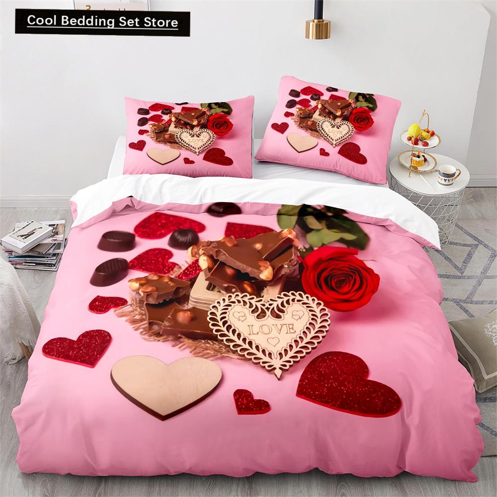 Red Rose King Queen Duvet Cover 3D Beautiful Flowers Theme Bedding Set for Women Girls Romantic Floral Quilt Cover Pillowcase