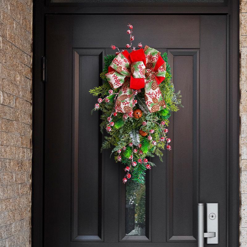Christmas Bell Tree Red Berry Pine Needle Wreath For Fornt Door Hanging Door Window Ornaments Xmas Pendant Christmas Decoration