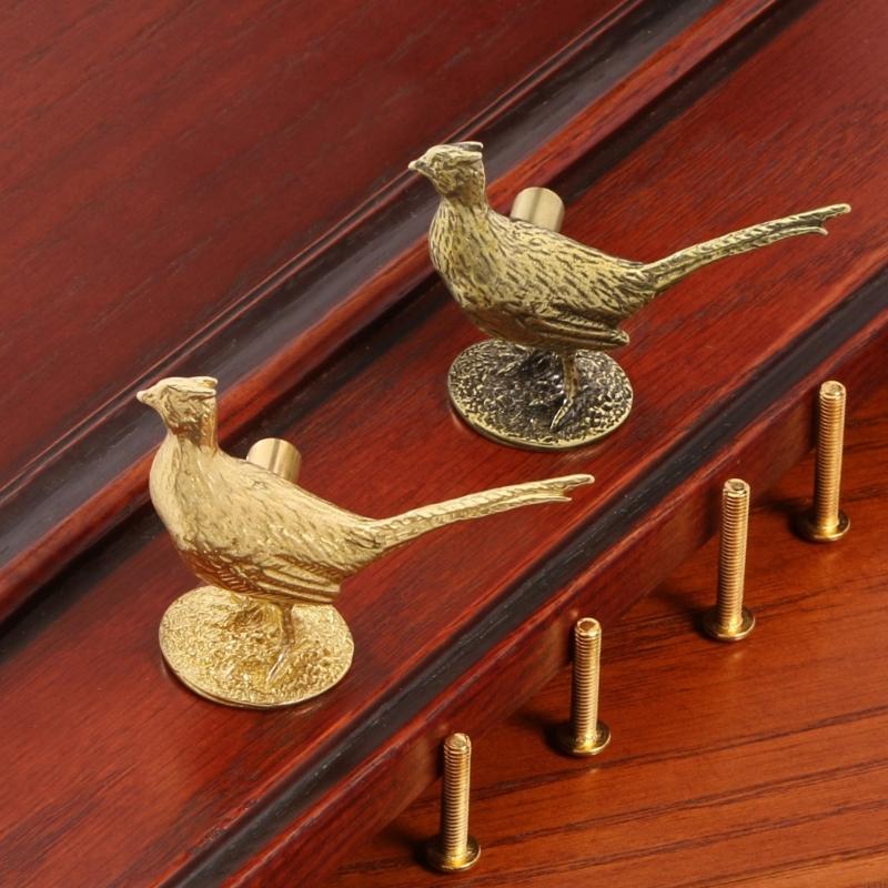 Elegant Brasses Pheasant Cabinet Handle Retros Styles Home Decoration Hardware M4YD