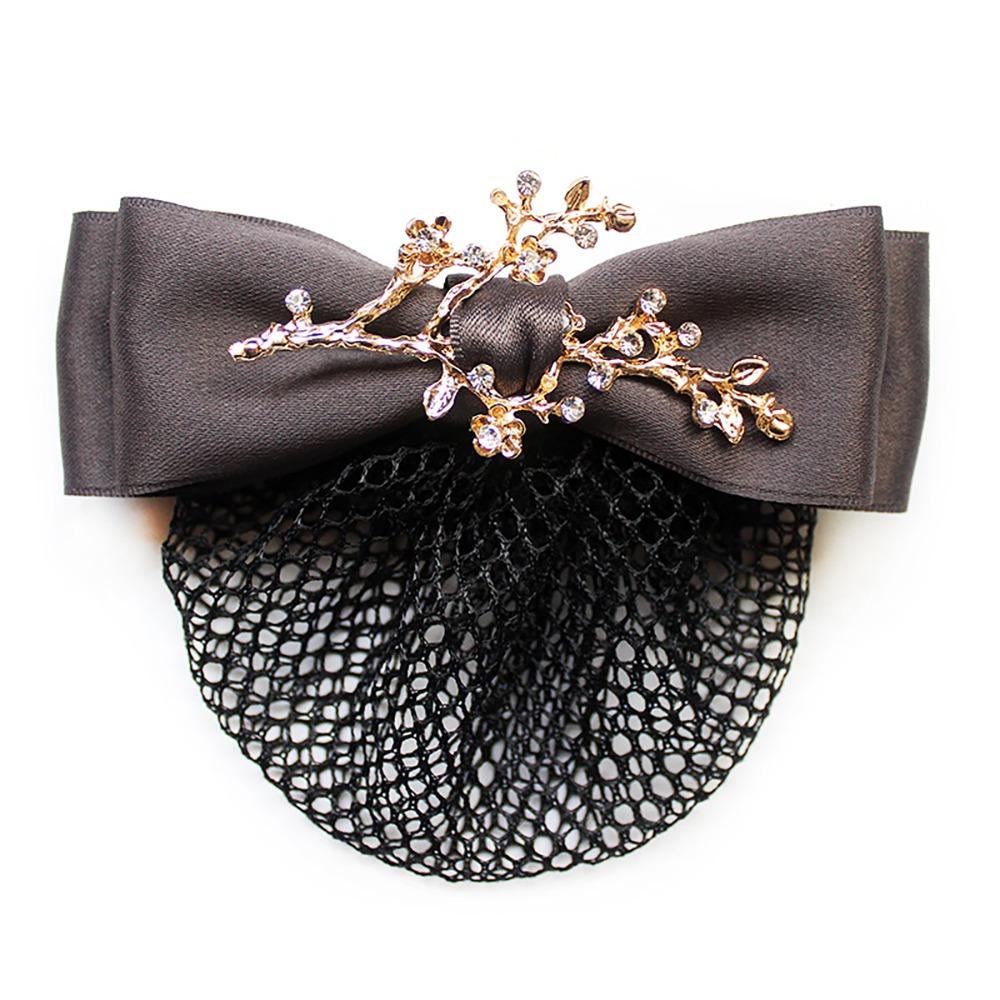 

Styling Scrunchie Pack Korean Bun Snood Women Spring Clips Hairgrips Cover Net Office Lady Dark Grey-Thin