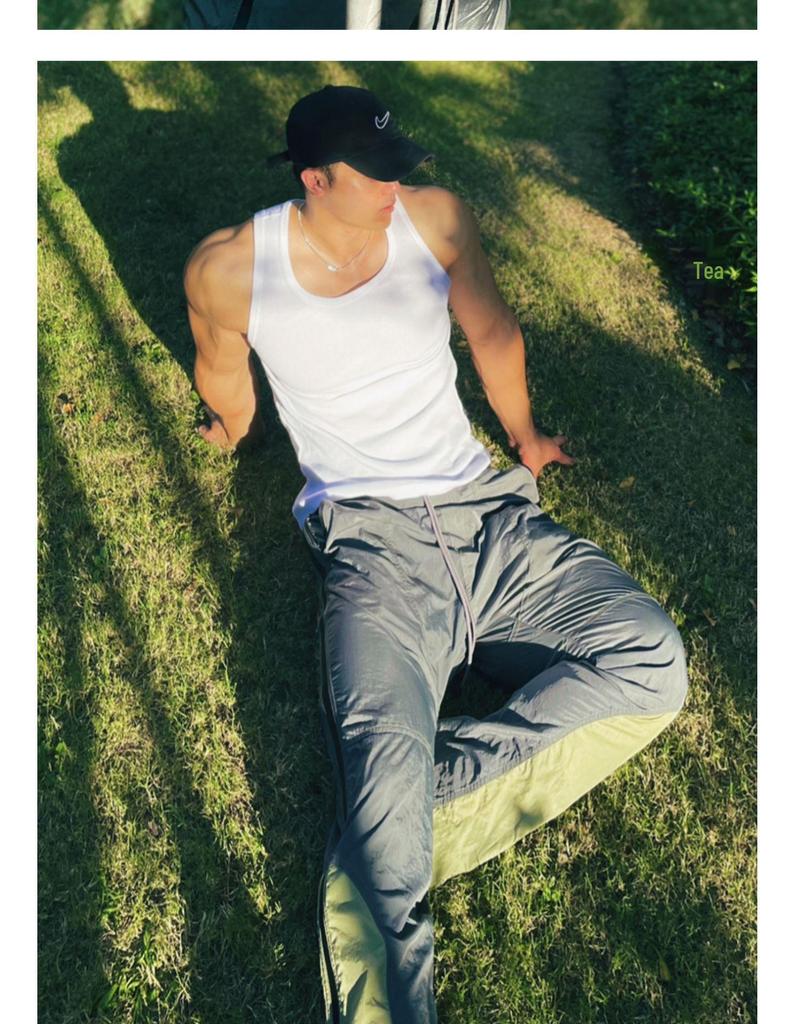 Herren Schnelltrocknendes Atmungsaktives Muskelaufbau-Tanktop - Eisseide Slim Fit, Elastisch, Rundhalsausschnitt, Große Größe.