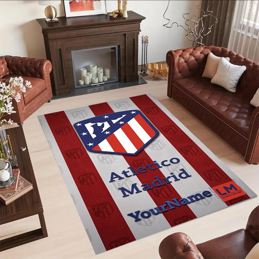 Atletico Madrid Personalized Name Carpet Perfect for Living Rooms Kitchen Outdoor Hallway Anti-slip Rug Office home decor Perfect Gift for Women/Men