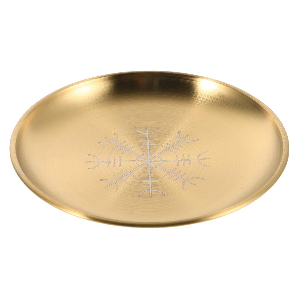 Stainless Steel Decorative Tray Polished Flat Bowl Round Metal Jewelry Tray Altar Ritual Plate Prayer Offering Ring Trinket