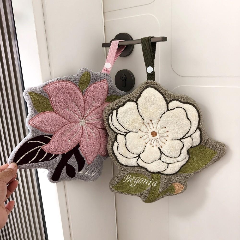Absorbent Hanging Hand Towel Fabric Flower Hand Towel Gifts Floral Hand Towel  Kitchen Use