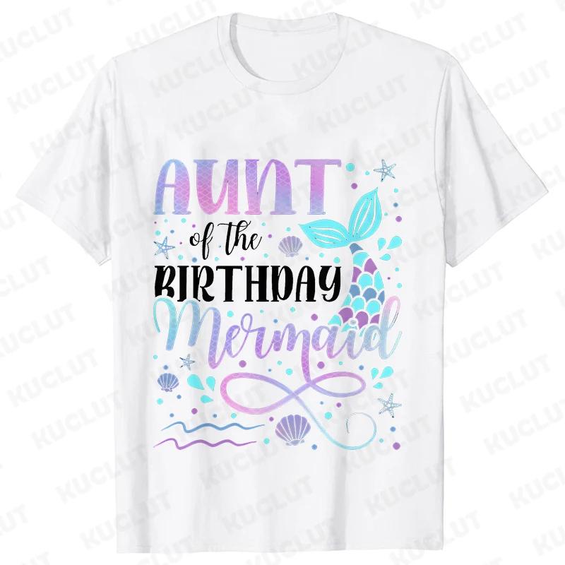 Mermaid Birthday Princess Girl Party T-shirt Family Group Matching Siblings Tees Fashion Vintage Unisex Tops Oversized Clothing