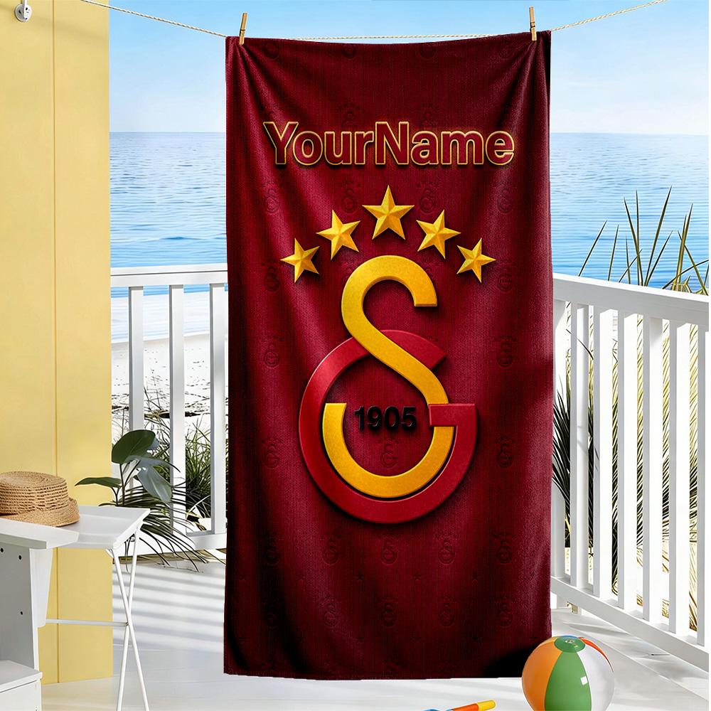 Galatasaray Customize Text Beach Towel High Absorbency Quickdry Suitable For Swimming Gym Camping Yoga Vacation