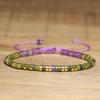 Green Aventurine Amethyst Square Bead Bracelet – Gold Accent Adjustable Boho Jewelry, Serenity Clarity Gift for Women