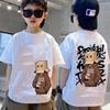 American Summer Kids Cartoon Character Letter Graffiti Print Comfortable and Breathable Round Neck Tshirt Outdoor Street Top