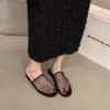 Woven Mesh Bag Head Half Slippers Women's Shoes 2025 Summer New Flat-bottomed Vacation Retro Roman Sandals