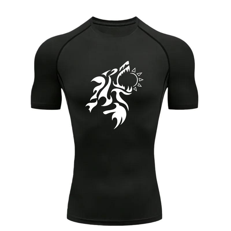 Men's Sports T-shirt Training Fitness Quick Dry Short Sleeve Jogging Compression High Elasticity Workout Shirt Running Breathable Slim Fit Top