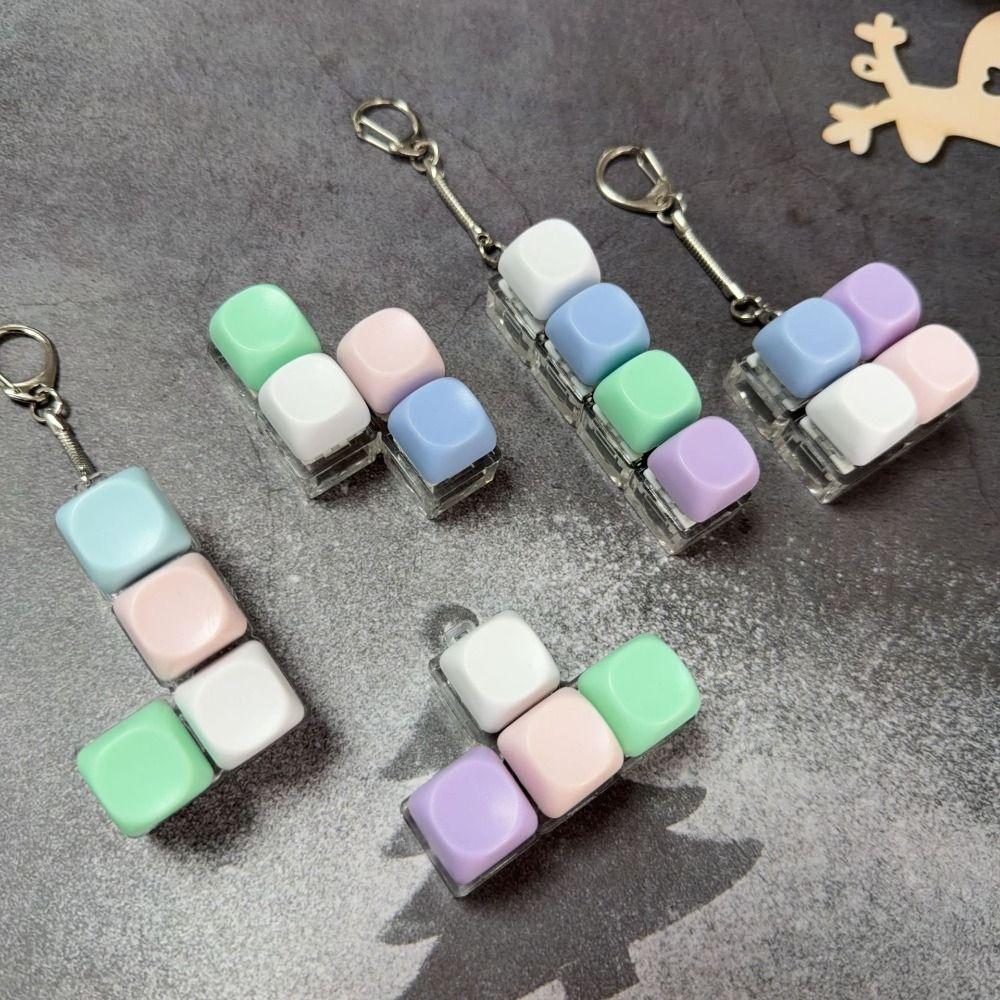Tastenkappen Fidget Schlüsselanhänger 4 Tasten Clicker Spielzeug Anhänger Entspannende Finger Tastaturkappe für Erwachsene & Kinder