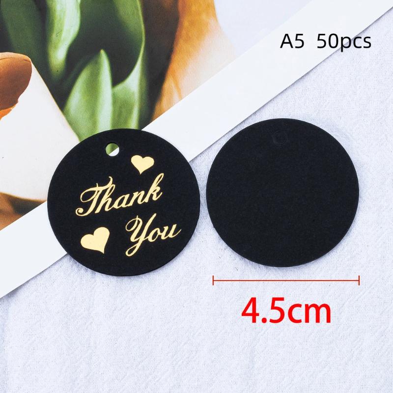Thank You Tags 50Pcs Bronzing Stamping Black White Paper Card for Valentine's Day Gift Favor Retail Price Label