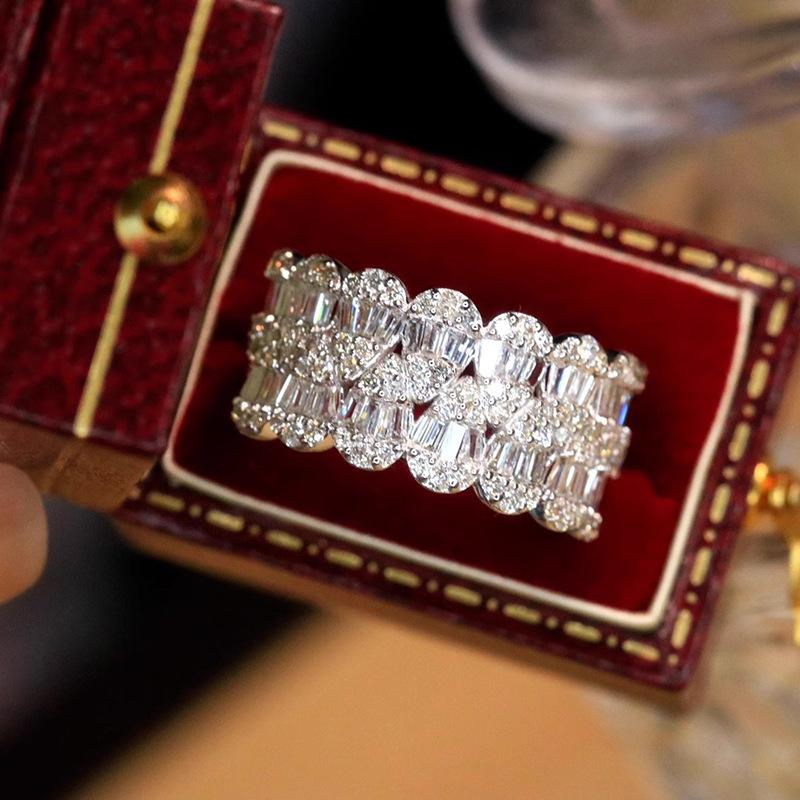 Metal Water Drop Arrangement Combination Ring, Light Luxury Exquisite Geometric Jewelry Ring