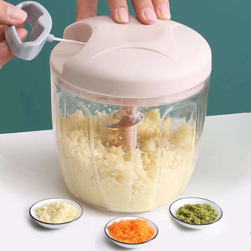 500/900ML Manual Meat Mincer Garlic Chopper Hand Pull Press Crusher Vegetable Grinder Chili Onion Cutter Kitchen Cooking Tools