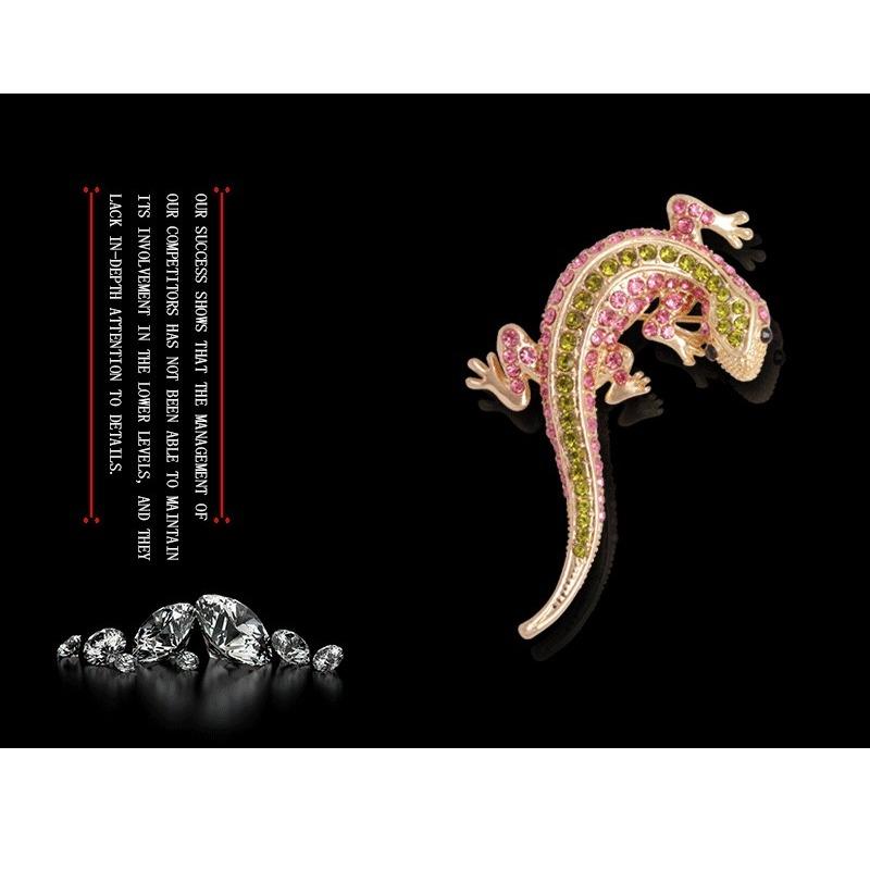 Lizard studded diamond brooch, metal brooch, animal rhinestone chest flower, clothing accessories, fashionable brooch for women