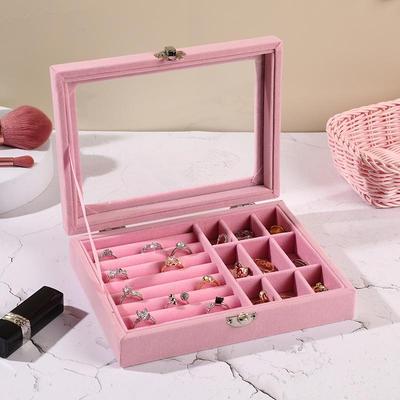 Transparente Schmuck-Organizer-Box mit Schloss und Fenster für Ohrringe, Halsketten und mehr