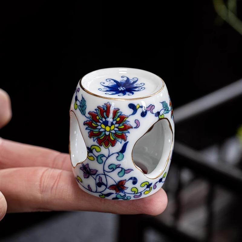 Retro blue and white porcelain tea set cover antique ceramic pot bearing cover support white porcelain tea set