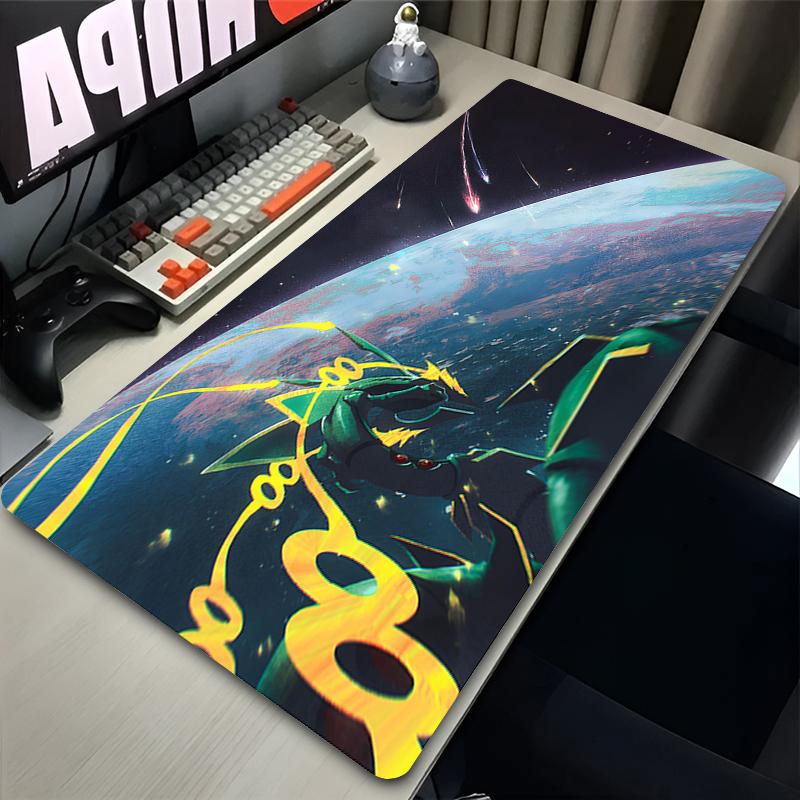 Green Dragon Clouds Mouse Pad XXL PC Japan Anime Rrayquaza Mousepad Laptop Ppokemons Gamer Cabinet Keyboard Rug Cool Desk Mat