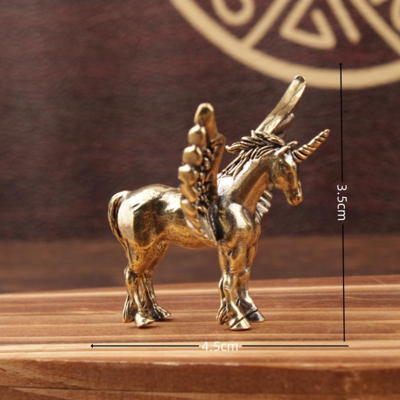 Cross-Border Hot-Selling Pegasus Small Creative Retro Craft Brass Unicorn Ornament