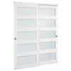 Sliding Closet Door, 1524mm (Double 787mm) x 2032 mm, 5-Lite Frosted Glass Bypass Sliding Doors with Hardware Kit, Solid Wood & MDF Slab with