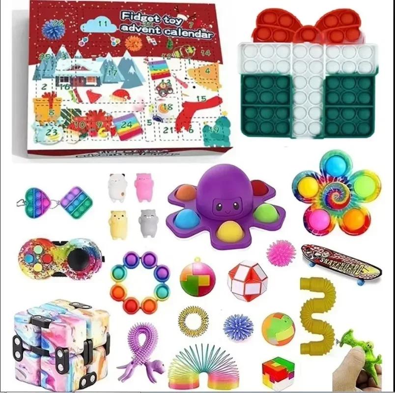 Fidget Advent Calendar 2025, Christmas Advent Calendars Countdown 24 Days, Bubble Toy Surprise Box Sensory Fidget Toy Packs for Girls Teens
