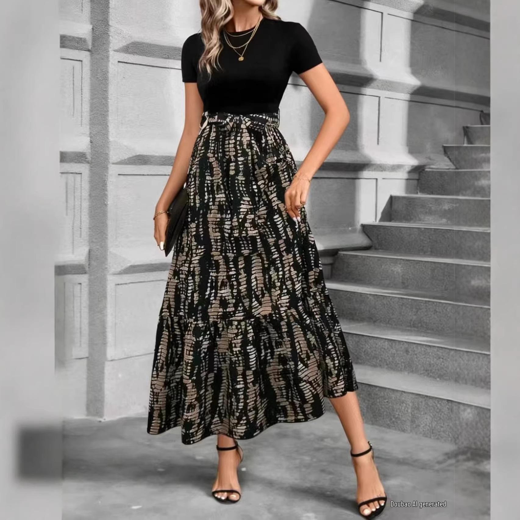 

European/American Spring/Summer High-End Printed Dress - New Fashion Style XL