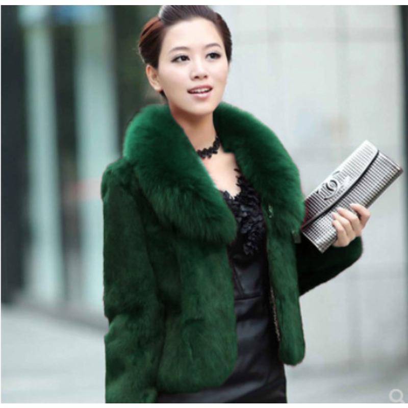 

Women s imitation fur autumn and winter imitation mink fur imitation fur coat women s short fox fur collar rabbit fur coat 5XL