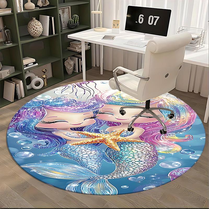 Mermaid Tail Chair Mat - Round Carpet for Home Decor