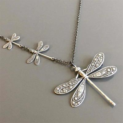 Necklace Vintage Carved Stitching Dragonfly Fashion Pendant