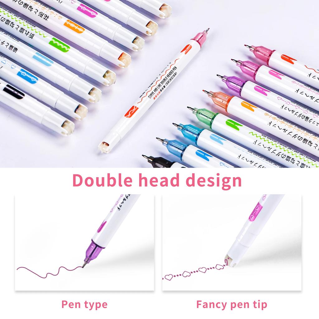3 STÜCKE Kawaii Blumen Linienförmige Textmarker Roller Tip Curve Liner Marker Schreiben Journaling Zeichnen Schreibwaren