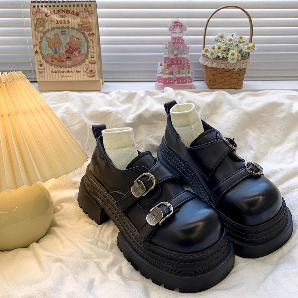 Thick-soled heightening love small leather shoes women's 2025 autumn new retro small commuter Mary Jane love single shoes