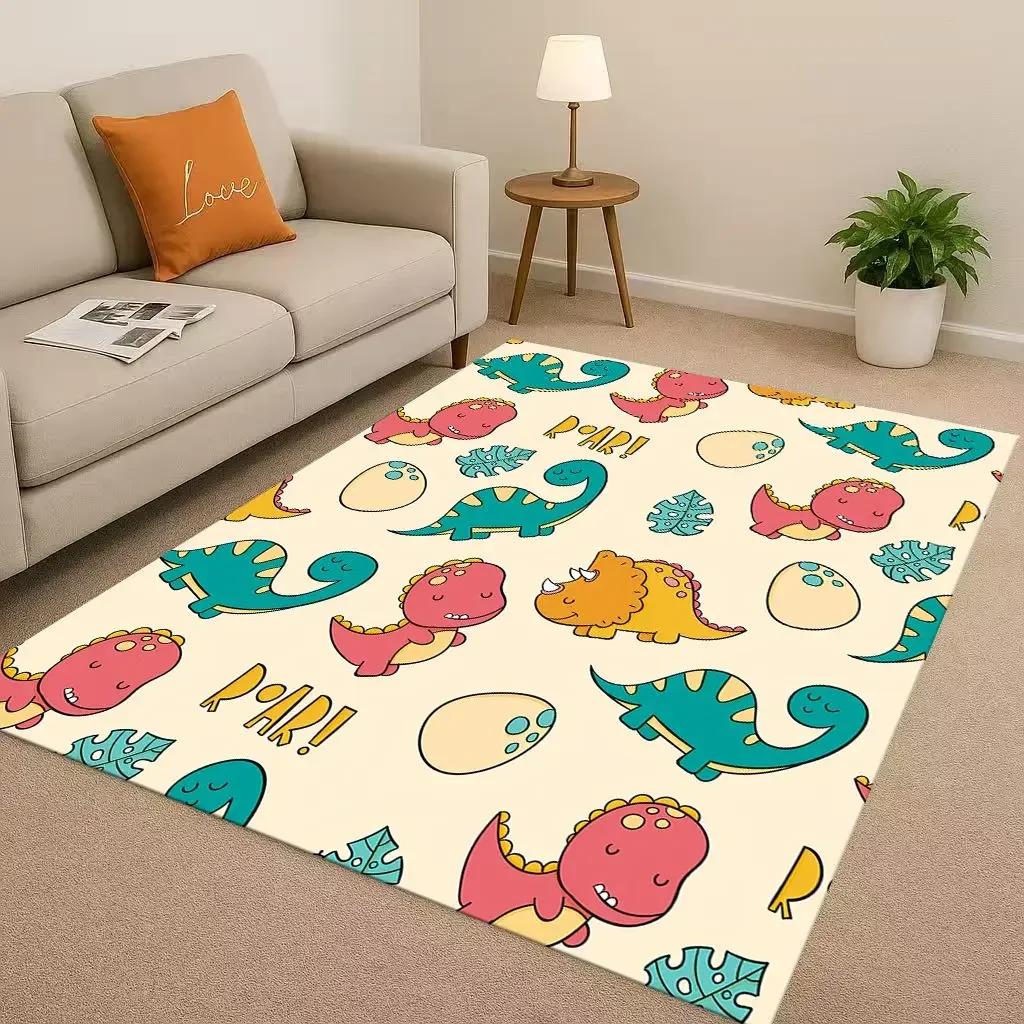 2026 New Space Dinosaur Cartoon Dino Art Living Room Non-Slip Area Rug Carpet for Bedroom Kids Playroom Sofa,Home Decor Doormat