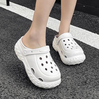 Sandali da Spiaggia alla Moda a Punta Chiusa con Zeppa per Donna, Stile da Celebrità di Internet, Slip-on Comodi che Aumentano l'Altezza.