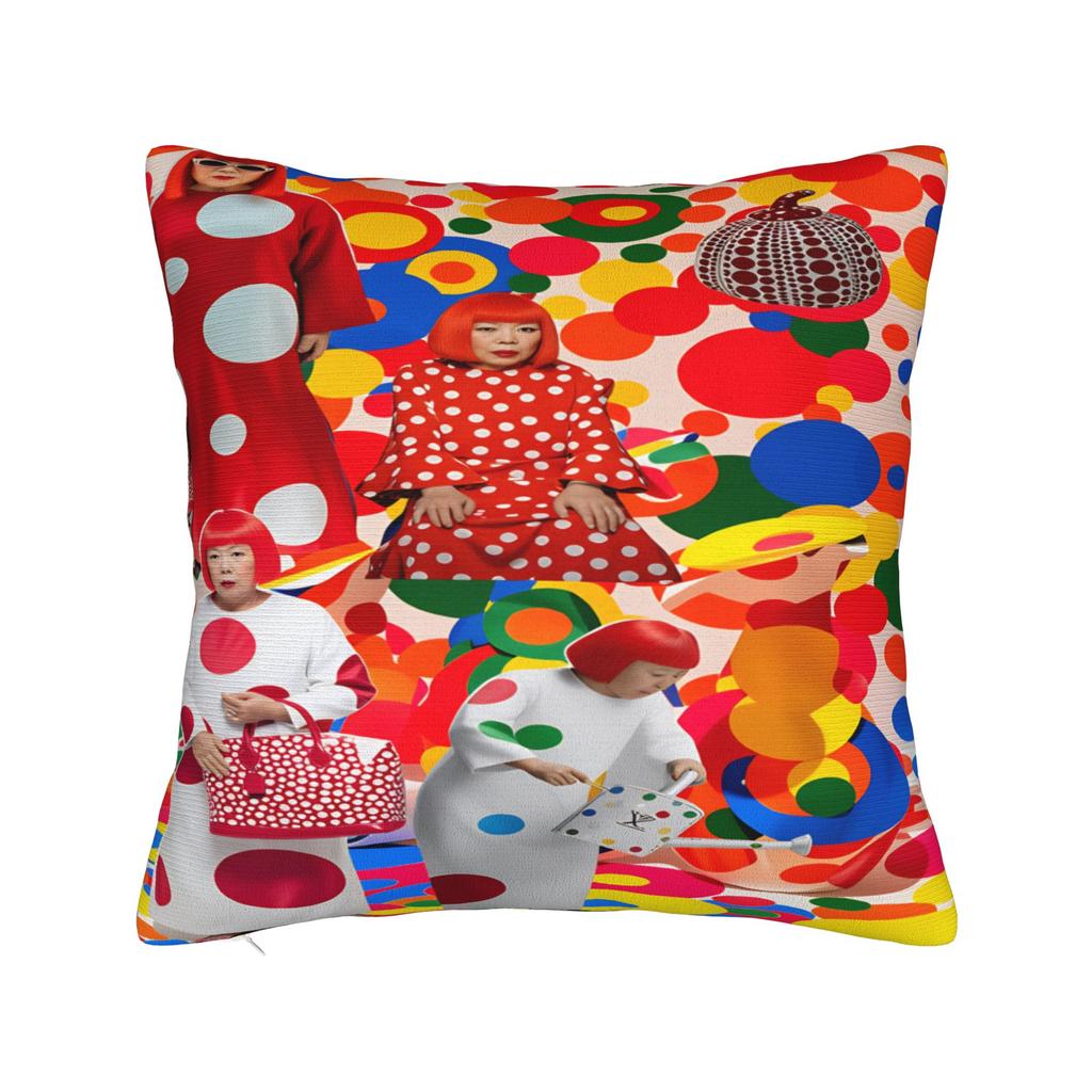 Yayoi Kusama Abstract Face Pillow Case Japanese Artist Custom Pillow Cover For Chair Sofa Home Decor Kawaii Cushion Cover